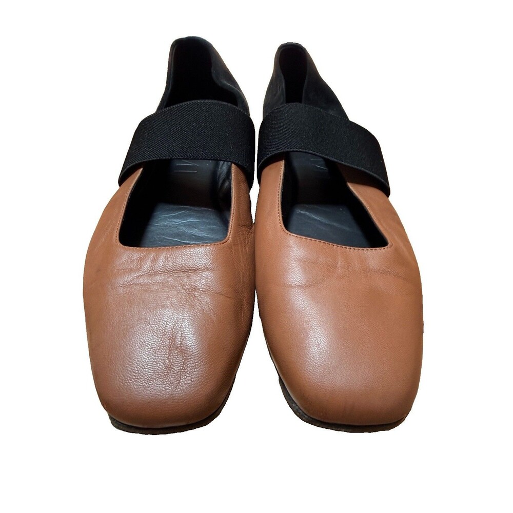 M.Gemi Italian Leather Ballare Ballet Flats Women Sz 40.5 US 9.5 Black Brown - Picture 4 of 10